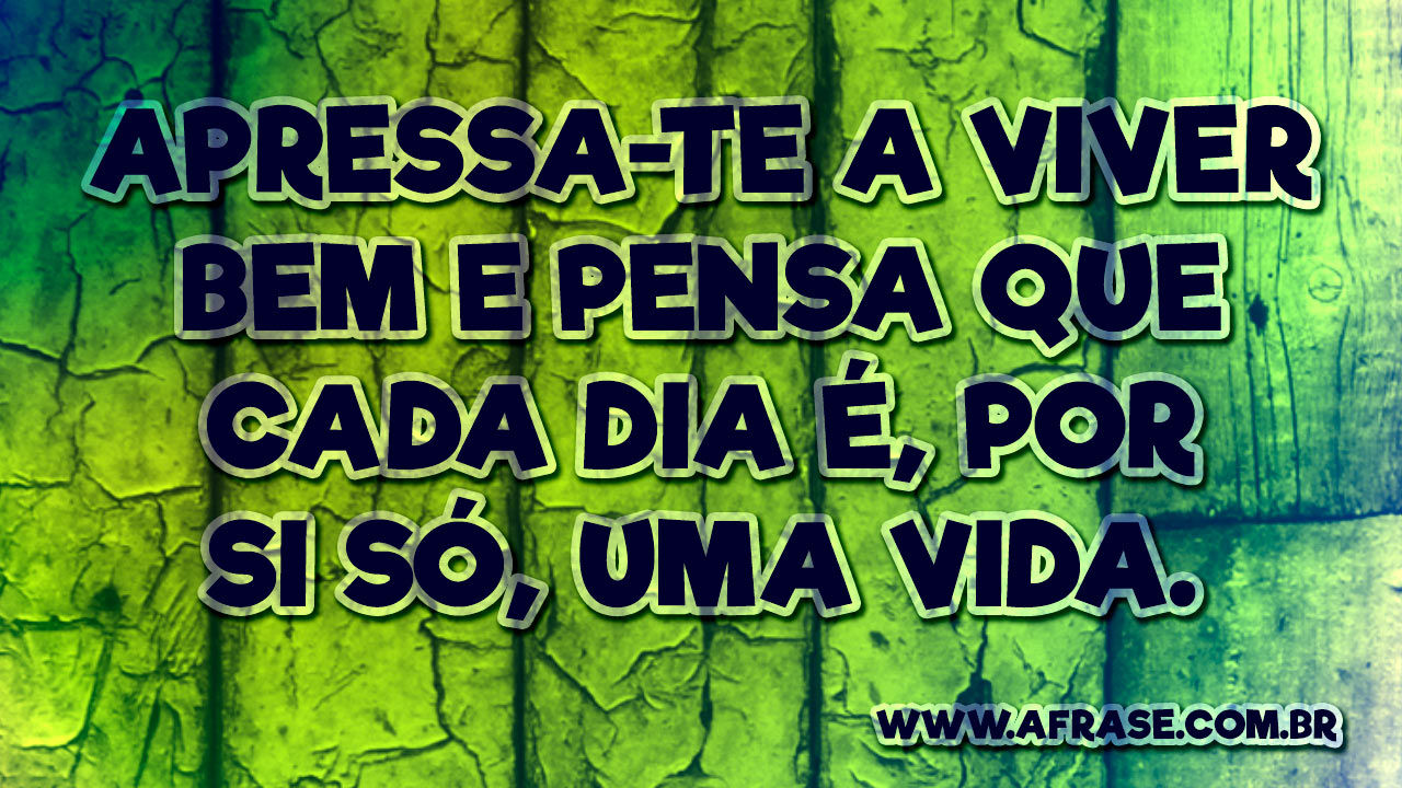 A Frase - Apressa-te a viver bem.