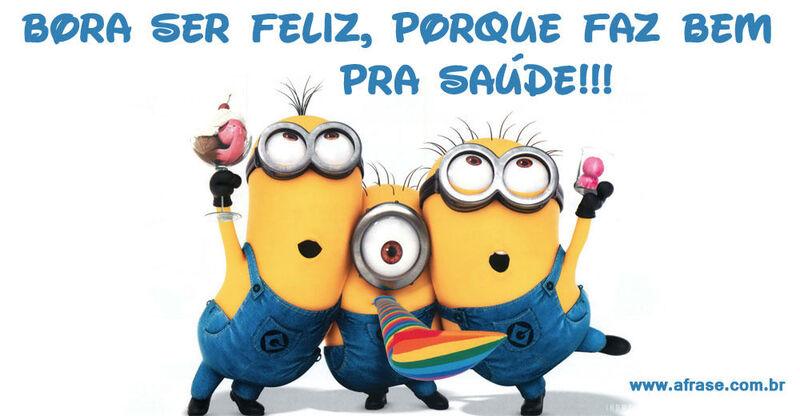 Bonequinhos amarelos sendo feliz.