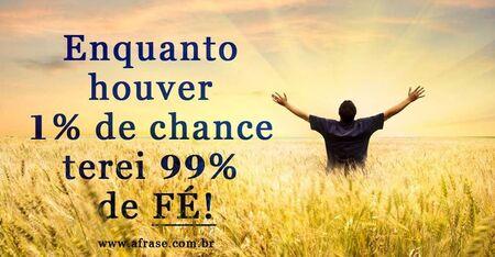 Enquanto houver 1% de chance terei 99% de fé!