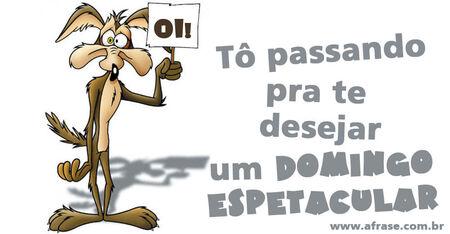 Oi!
Tô passando pra te desejar um Domingo espetacular 