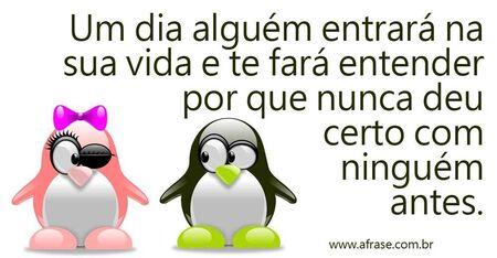 Um dia alguém entrará na sua vida e te fará entender por que nunca deu certo com ninguém antes.