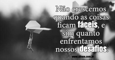 Não crescemos quando as coisas ficam fáceis, e sim quanto enfrentamos nossos desafios.