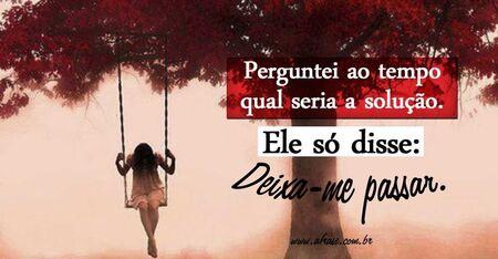 Perguntei ao tempo qual seria a solução. 
Ele só disse: Deixa-me passar.