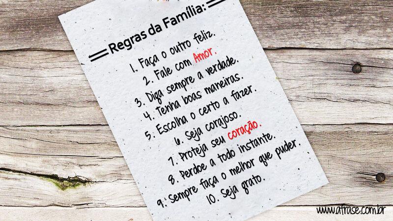 Frases de Família - Regras da Família: 1. Faça o outro ...