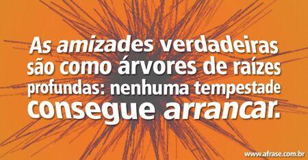 As amizades verdadeiras são como árvores de raízes profundas: nenhuma tempestade consegue arrancar.