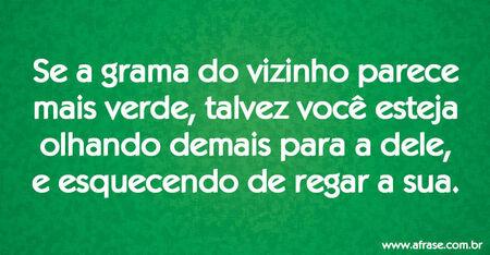Se a grama do vizinho parece mais verde, talvez você esteja olhando demais para a dele, e esquecendo de regar a sua.