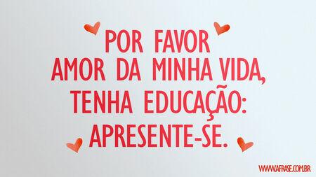 Por favor amor da minha vida, tenha educação: apresente-se.