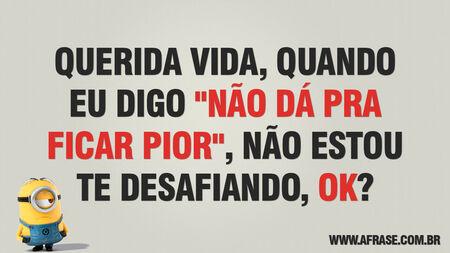 Querida vida, quando eu digo "não dá pra ficar pior", não estou te desafiando, ok?