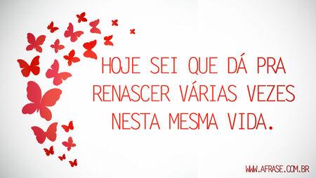 Hoje sei que dá pra renascer várias vezes nesta mesma vida.