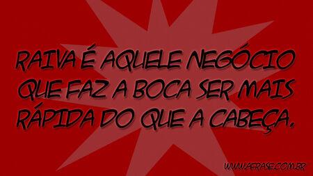 Raiva é aquele negócio que faz a boca ser mais rápida do que a cabeça.