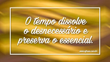 O tempo dissolve o desnecessário e preserva o essencial.