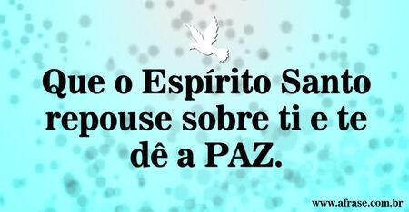 Que o Espírito Santo repouse sobre ti e te dê a PAZ.