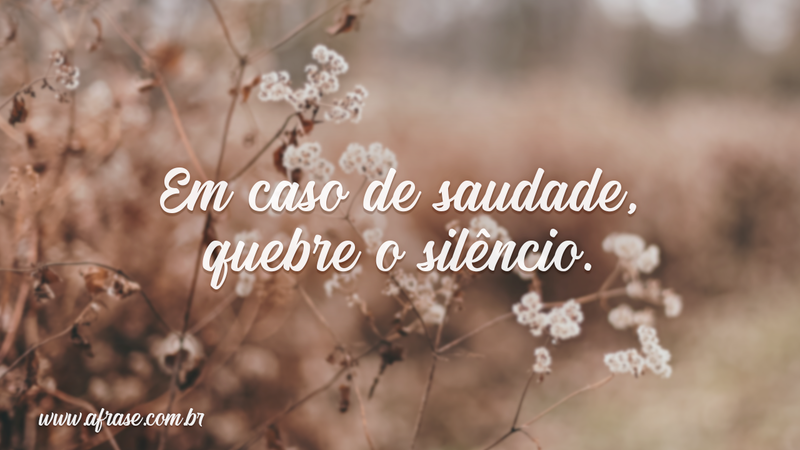 Em caso de saudade, quebre ....