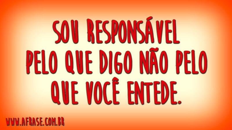 Sou responsável pelo que digo não pelo que você entede.