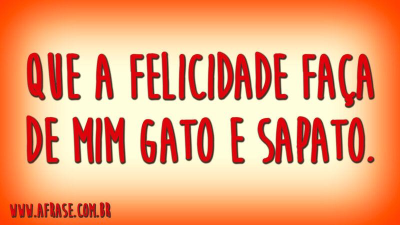 Que a felicidade faça de mim gato e sapato.