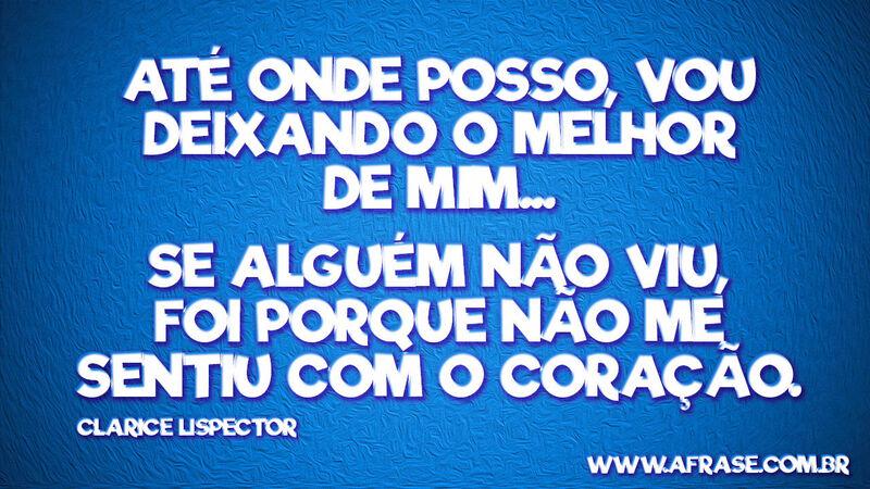 Até onde posso, vou deixando o ...