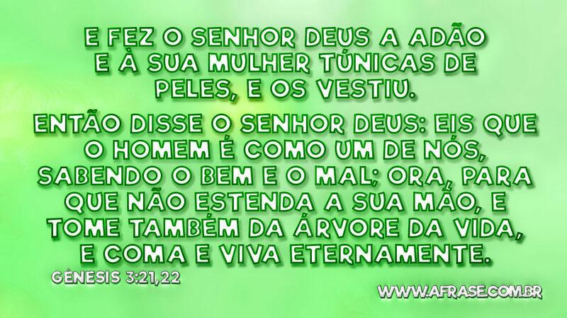 E fez o Senhor Deus a Adão e à sua mulher .... - Frases Religiosas.
