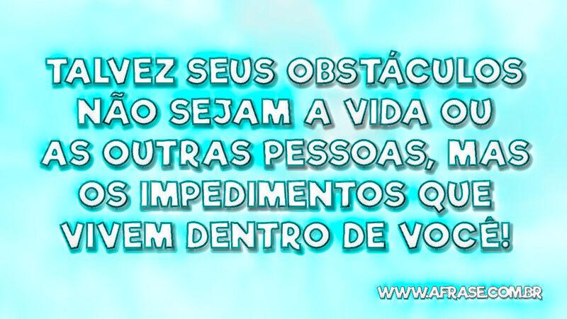 Talvez seus obstáculos não sejam a vida .... - Frases de Reflexão.