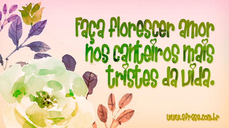 Faça florescer amor nos canteiros mais tristes da vida. - Frases de Vida.
