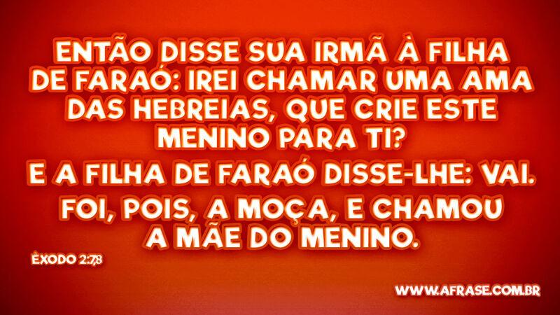 Então disse sua irmã à filha de Faraó: Irei chamar uma ama... - Frases Religiosas.