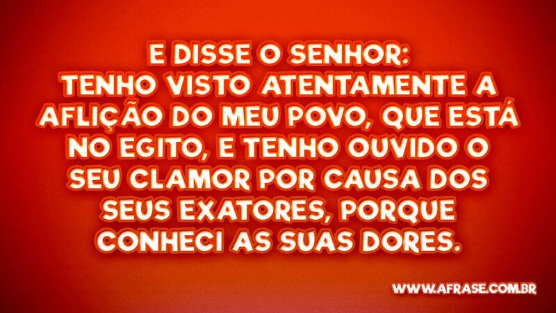 E disse o Senhor: Tenho visto atentamente a aflição do meu povo.... - Frases Religiosas.