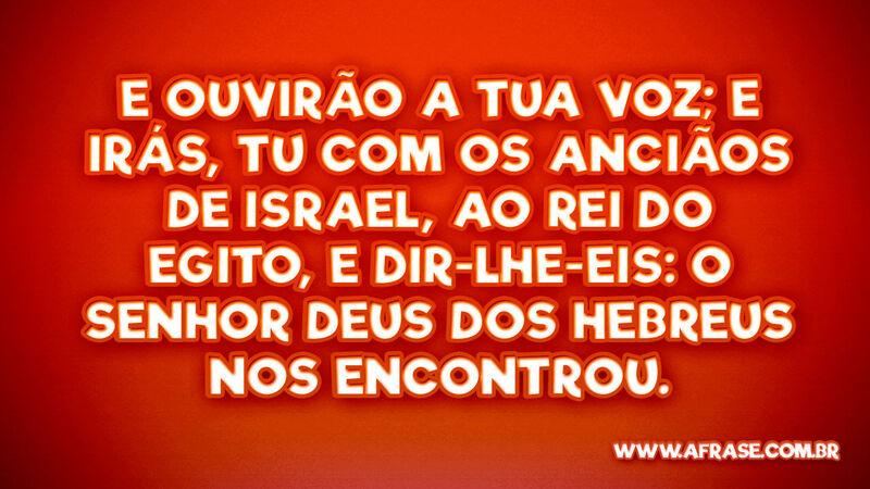 E ouvirão a tua voz; e irás, tu com os anciãos de Israel... - Frases Religiosas.