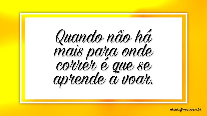 Quando não há mais para onde correr é que se aprende a voar. - Frases de Motivação.