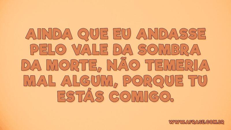 Ainda que eu andasse pelo vale da sombra da morte, não temeria mal algum, porque tu estás comigo. - Frases Religiosas.