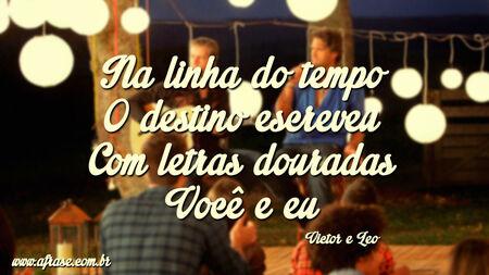 Na linha do tempo
O destino escreveu
Com letras douradas
Você e eu