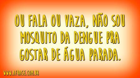 Ou fala ou vaza, não sou mosquito da dengue pra gostar de água parada.