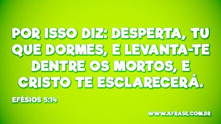 Por isso diz: Desperta, tu que dormes, e levanta-te dentre os mortos, e Cristo te esclarecerá.

Efésios 5:14