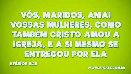 Vós, maridos, amai vossas mulheres, como também Cristo amou a igreja, e a si mesmo se entregou por ela

Efésios 5:25