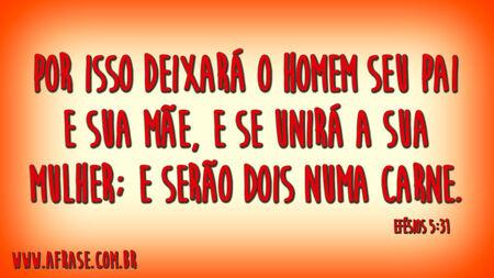 Por isso deixará o homem seu pai e sua mãe, e se unirá a sua mulher; e serão dois numa carne.

Efésios 5:31