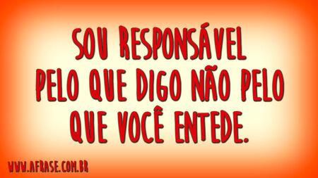 Sou responsável pelo que digo não pelo que você entede.