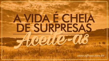 A vida é cheia de surpresas, aceite-as.