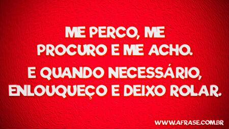 Me perco, me procuro e me acho.
E quando necessário, enlouqueço e deixo rolar.
