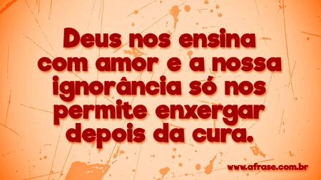 Deus nos ensina com amor e a nossa ignorância só nos permite enxergar depois da cura.