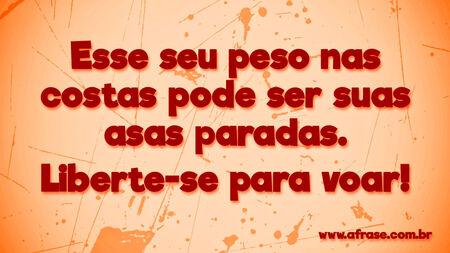 Esse seu peso nas costas pode ser suas asas paradas.
Liberte-se para voar!
