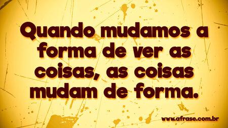 Quando mudamos a forma de ver as coisas, as coisas mudam de forma.