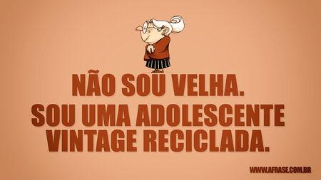 Não sou velha.
Sou uma adolescente vintage reciclada.