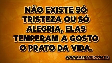 Não existe só tristeza ou só alegria, elas temperam a gosto o prato da vida.