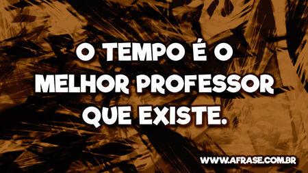 O tempo é o melhor professor que existe.