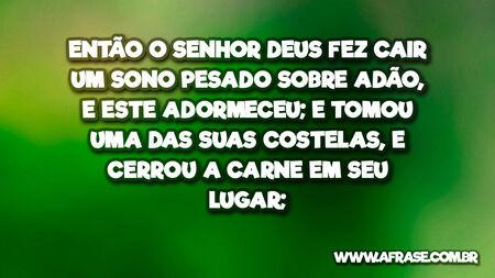 Então o Senhor Deus fez cair um sono pesado sobre Adão, e este adormeceu; e tomou uma das suas costelas, e cerrou a carne em seu lugar;