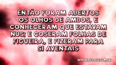 Então foram abertos os olhos de ambos, e conheceram que estavam nus; e coseram folhas de figueira, e fizeram para si aventais