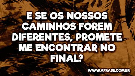 E se os nossos caminhos forem diferentes, promete me encontrar no final?