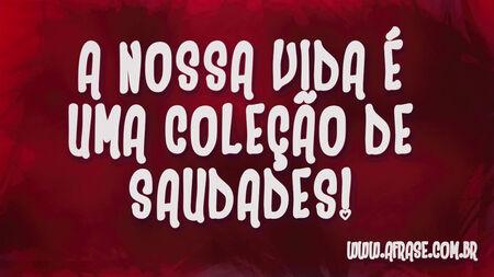 A nossa vida é uma coleção de saudades!