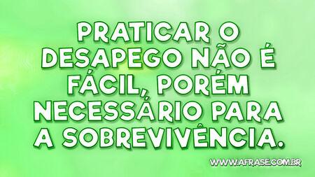 Praticar o desapego não é fácil, porém necessário para a sobrevivência.