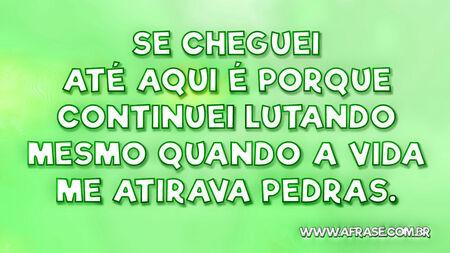 Se cheguei até aqui é porque continuei lutando mesmo quando a vida me atirava pedras.