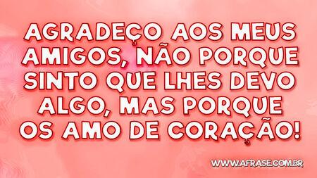 Agradeço aos meus amigos, não porque sinto que lhes devo algo, mas porque os amo de coração!