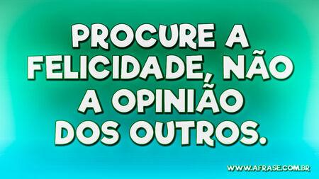 Procure a felicidade, não a opinião dos outros.
